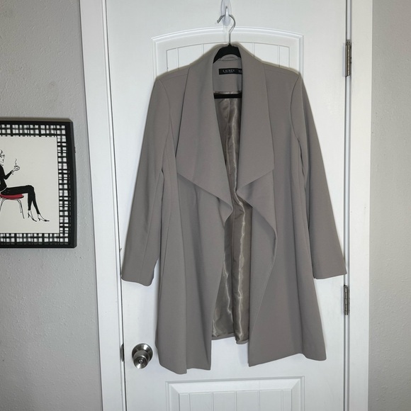 Lauren Ralph Lauren Gray Trench Coat Size Medium Petite - Picture 1 of 8
